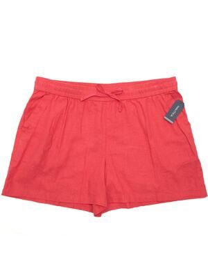 New Nautica Pink Linen Blend Elastic Waist Shorts Size XXL